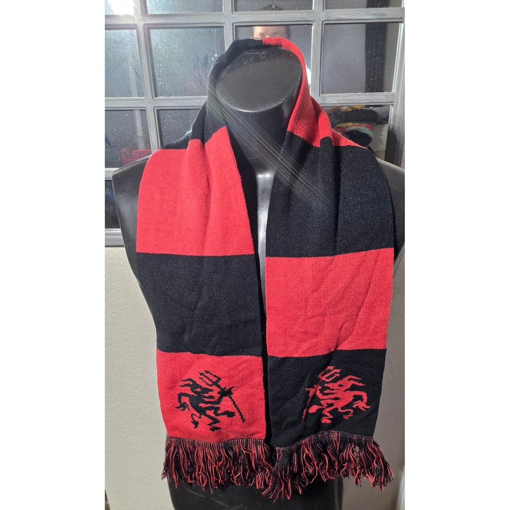 Loot Fright Horror Devil Pitchfork Knit Scarf Red Black Striped Fringe 2020